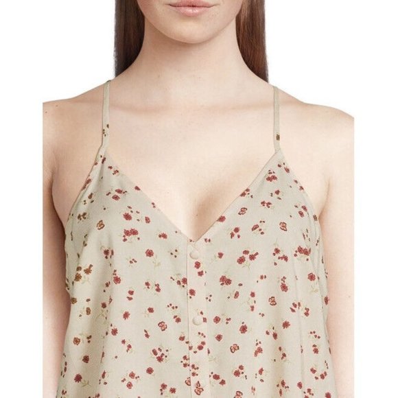 No Boundaries Juniors' Button Front Floral Print Woven Cami Tank Top Size XS - Picture 4 of 5